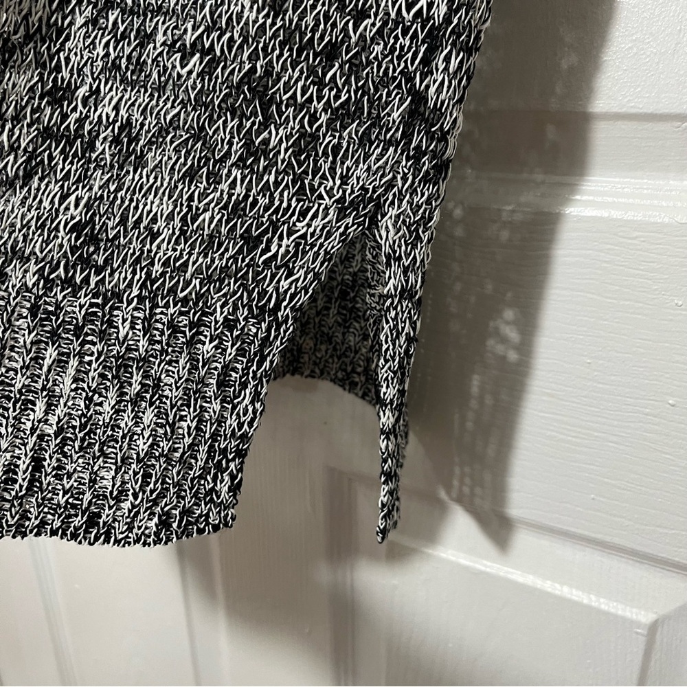 EILEEN FISHER Black and White Open Front Loose Knit Cardigan | size small - Picture 7 of 10